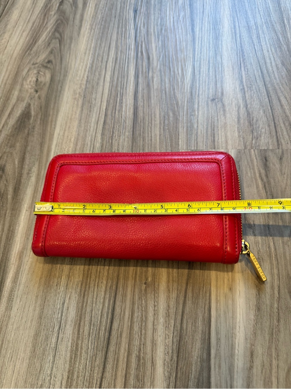 Tory Burch Amanda Continental Wallet Red Leather with Gold Logo - Picture 8 of 9